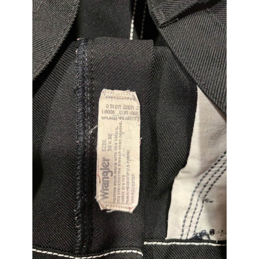Wrangler Wrancher Dress Jeans Mens 36x30 Black Polyester Twill Western Flare - Picture 3 of 7